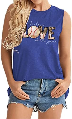 Amor feminino Baseball mamãe tampo tampo de verão camisa básica de tanque casual coletes gráficos fofos camisetas sem mangas