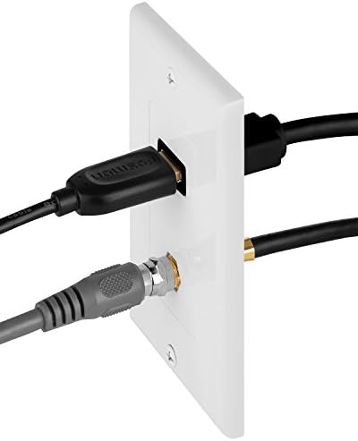 Placa de parede Fosmon 4K HDMI, cabo de cabo HDMI de 1 porta com Ethernet + Coaxial TV F Connector, capa de placa frontal
