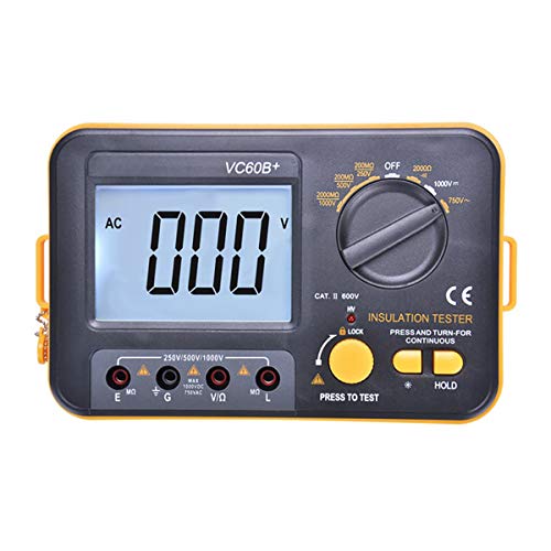 VC60B+ Testador de resistência de isolamento digital Megohmmeter DCV ACV TOTAGEM TESTENTE ANALÓGICO DISPLAY Cálculo automático com leads