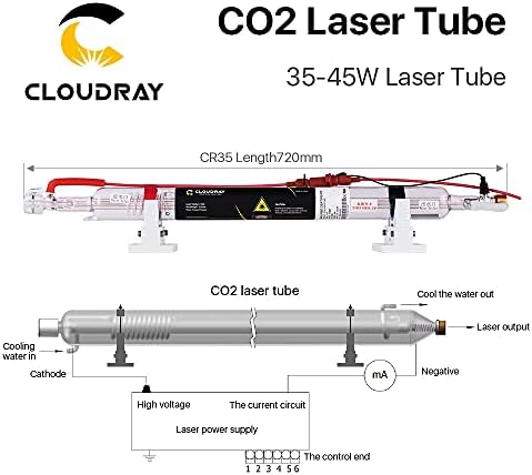 Cloudray CO2 Tubo de laser 40W 45W e MyJG 40W PSU Conjunto