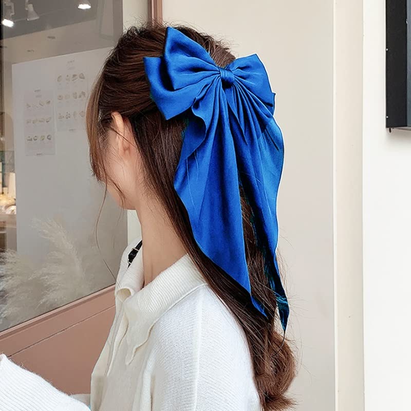 n/um gancho de gancho de grande arco mulheres cetim chiffon big bowknot barretas