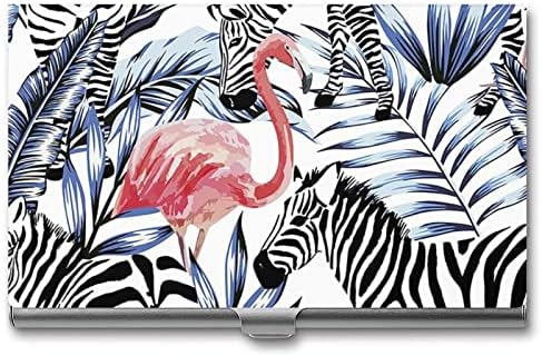 Pink Flamingo e Zebra ID ID Business Card Case Box Organizador de Camaques de Camaques para homens Mulheres