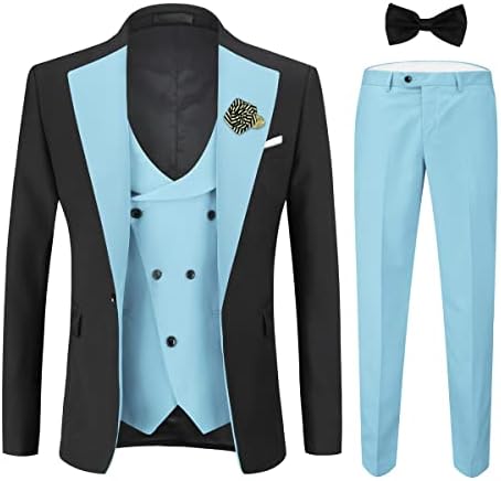 Yffushi masculino fito de 3 peças Terno de um botão Blazer colete