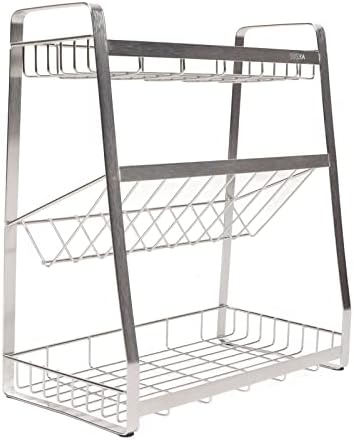 3 camadas rack de especiarias economiza espaço aço inoxidável Tempero Organizador de rack de cozinha suporte de especiarias para