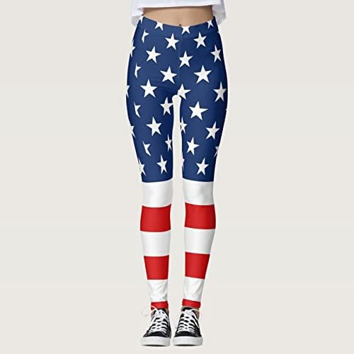 4 de julho Leggings for Women Tummy Control Patriótico Estrelas Stripes Troushers Fitness Leve atlética elástica meia