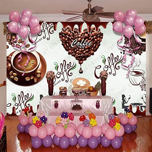 Cenário de café EMDSPR, vinil de 10x7 pés, feijões de café gotas de chocolate fotografia lanches Sweets Girl Tarde