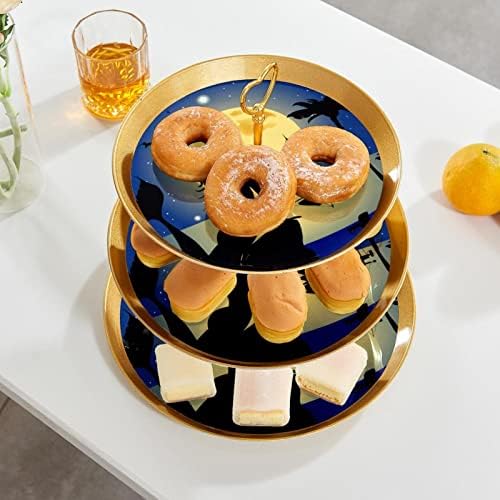 Stand de bolo de sobremesa, decoração de mesa para festa de aniversário de casamento, abstrato de sereia lua praia padrão