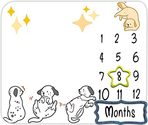 Tersum cachorro fofo bebê manta mensal de marco, 48x40in animais de estimação Animais de animais de estimação flanela macia para berçário