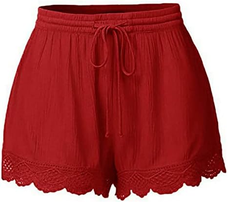 Shorts de renda solta de tamanho grande para mulheres confortáveis ​​shorts esportivos de cintura elástica esportiva de verão