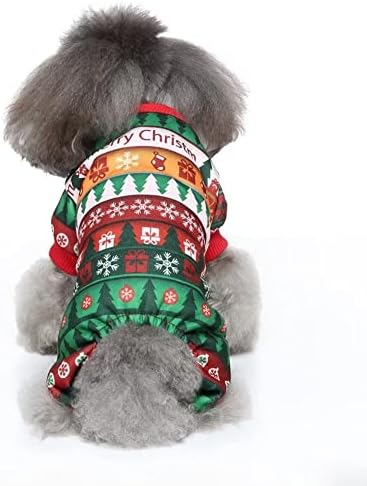 Suéter de neve de natal verde clássico para cães pequenos gatos gatos de inverno sweater de camisa de estilo escolar