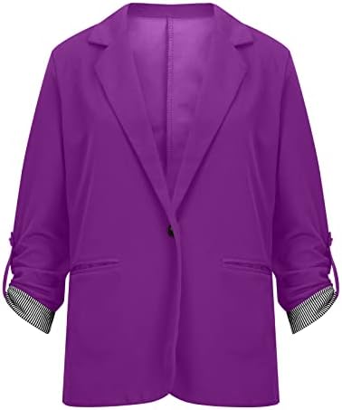Blazer dianteiro aberto feminino rolo de manga comprida camisa de manga longa casual cascans casacos de bolso work