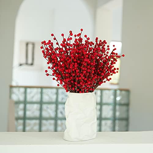 Joyhalo 12 Pack Red Berry Hastes- Berries vermelhas longas para a árvore de Natal, Berry Artificial Berry Picks Para Ornamentos