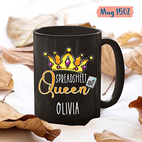 Copo contador de contador personalizado com nome, caneca de café queen -spanheet, presente de pós -graduação para