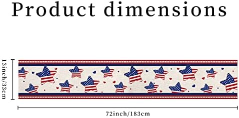 Eddert Independence Day Table Runner Stripe e Star 4 de julho Patriótico Memorial Dinning Room Decoração em casa 13*72