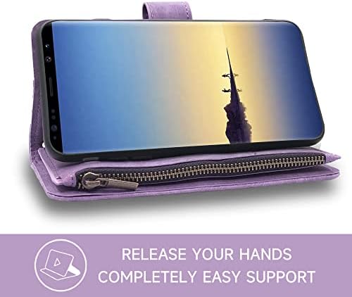 Compatível com a capa da carteira Samsung Galaxy Note 8 e premium de couro vintage de couro de couro para o suporte de cartão de