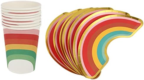 Conjunto de pratos infantis Rainbow Party papel de mesa de mesa de ouro placas de papel redonda de papel bissexual prato de
