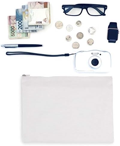 Yingkor 2-Pack Blank Cotton Canvas Bag Organizador da bolsa de maquiagem com zíper e forro de algodão, 13x18cm, preto