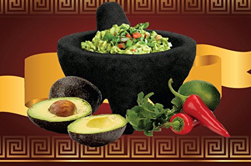 EA Made Made Méxican Mortar & Pestle. Autêntico Molcajete Piedra Volcanica Grande. Tigela guacamole. PremiumPlus 8in