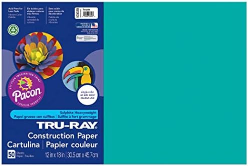 Papel de construção Tru-Ray, turquesa, 12 x 18, 50 folhas por pacote, 5 pacotes
