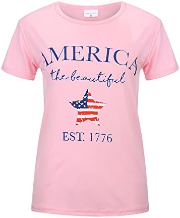 4 de julho camisetas para mulheres de manga curta V camisetas de pescoço American Flag Stripes tie-dye camisa patriótica Túdos