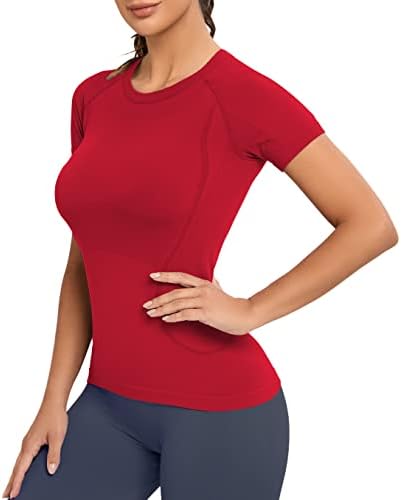 Camisas de treino Mathcat para mulheres, tops para mulheres, camisas de manga curta de ioga macias rapidamente seco