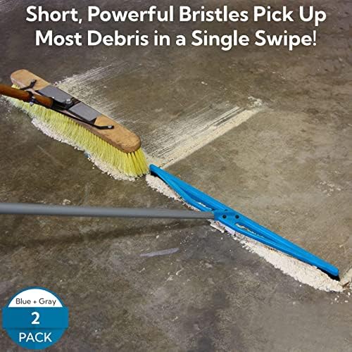 Bigwisp cinza e azul 2-pacote leve 24 Push Broom Outdoor Indoor Multi-superfície-tecnologia de selo de cerdas rígidas e alça ajustável