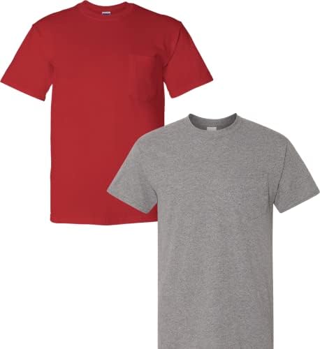 Camisetas de roupas de trabalho para adultos adultos de Gildan com bolso, 2 pacote