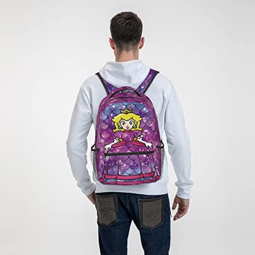 Milcokx Princess Peach Pêssego de laptop de 16,5 polegadas, mochila de laptop durável anti-roubo de negócios, presente de computação para homens e mulheres adequados para laptop de 16 polegadas para laptop de 16 polegadas