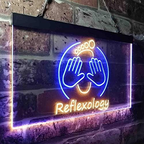 ASVPRO PEDE REFLEXOLOGIA SHOP DE MASSAGEM DO LED DO LED NEON Blue & Yellow 24 x 16 polegadas ST6S64-I3661-BY