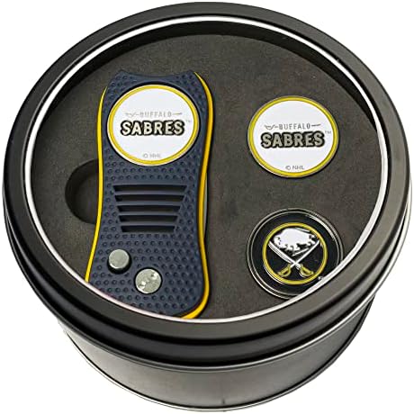 Team Golf NHL Gift Switchblade Divot Tool com 3 marcadores de esferas magnéticas de dupla face, design patenteado de ponta única, causa menos danos aos verdes, mecanismo de interruptor