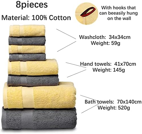 N/A Toalha de banho conjunto, 2 toalhas de banho grandes, 2 toalhas de mão, 4 panos. Algodão altamente absorvente toalhas de banheiro