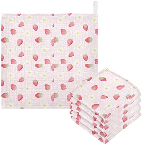 Vvfelixl Strawberry Flowers Baby Burp panos, panos de musselina de bebê para meninos meninas, toalha de rosto de algodão para bebês recém -nascidos macios e absorventes 11,8 x 11,8 pol.