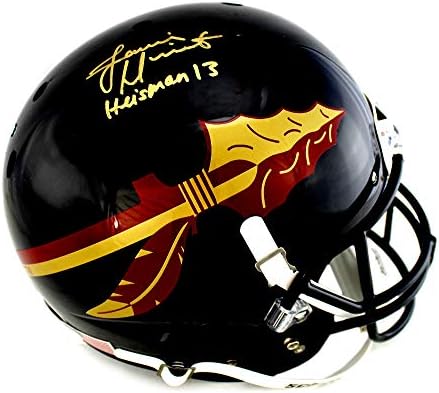 Jameis Winston autografou/assinado o estadual da Flórida Schutt Black Size Capacete com inscrição Heisman 13