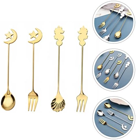 Utensílios de aço inoxidável Besportble Definir colheres de metal 4pcs Forks de aço inoxidável frutas de café Spoons Sobesa Forks and Spuons Cocktail Forkk