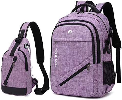 Fengdong Laptop Backpack de 17,3 polegadas de viagem à prova d'água Backpack Bookbag, bolsas de estilingue crossbod