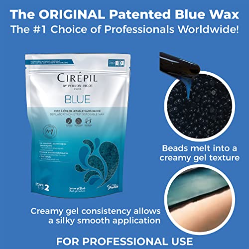 Cirepil - Blue - 400g / 14,11 oz Bolsa de contas de cera - para todos os fins e sem perfume - Perfeito para a pele sensível - Saco de