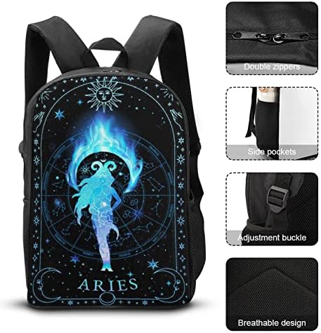 17 em Aries, signo zodíaco, mochila de mochila impressa mochila de viagem de viagem casual Backpack Lightweight