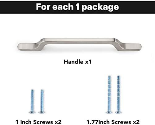 HOMDIY 25 Pacote de níquel escovado alças de níquel Gaveta de cozinha puxadas de 5 polegadas de níquel escovadas, puxadores de porta