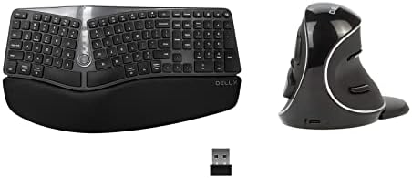 Delux GM901D Teclado ergonômico sem fio e mouse vertical m618plus sem fio preto