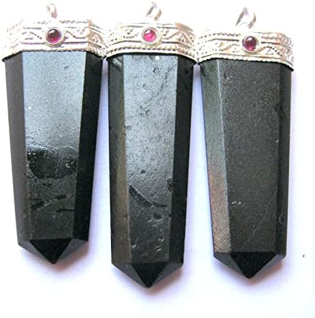 Crystalmiracle Protetive Healing Black Tourmaline Gemstone Single Crystal Pingente com Garnet Bead Gift Wellness