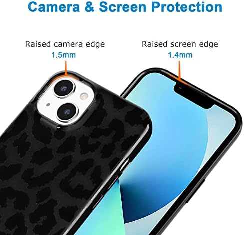 HSEFO Compatível com o iPhone 13 Case para mulheres, Cheetah Impresso a capa de pára-choques protetores à prova de choque