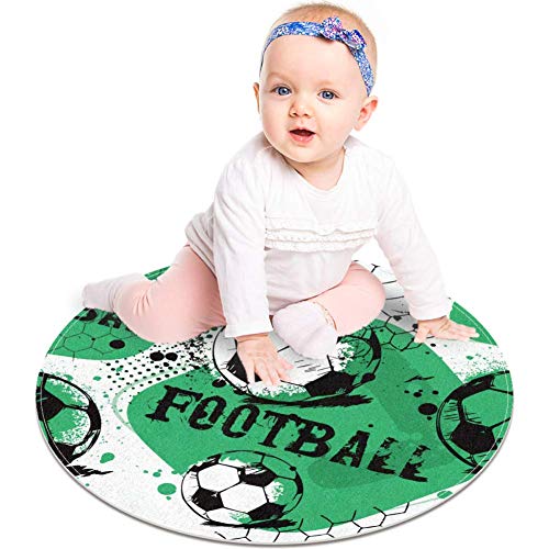 Abstract Football Sport Ball Black e Green Pattern, capacho sem deslizamento 23,6 Ranta de tapete redonda tapetes tapetes para crianças