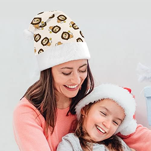 Cartoon Lion Animal Funnic Chattle Christmas Hat Papai Noel Chapé