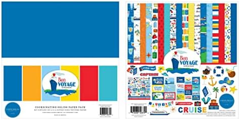Carta Bella Paper Collection Pacote: Bon Voyage 12 x 12 Kit de coleção + Bon Voyage 12 ”x 12” Pacote de papel sólido