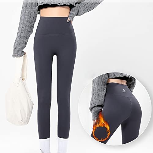 Oplxuo Fleece Alinhado Calças de ioga para mulheres Moda Moda High Controle