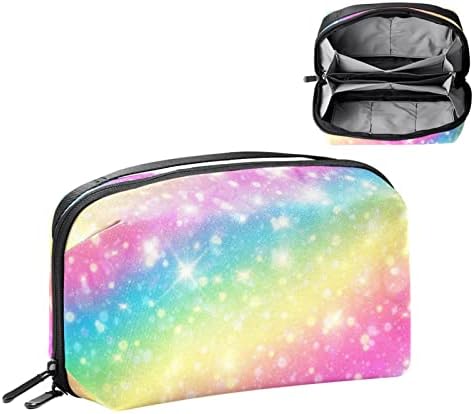 Bolsa de organizador eletrônico portátil Bolsa Bolsa de arco -íris Bolsa de armazenamento de cabo de viagem iluminada para discos