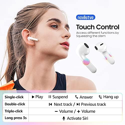 Fones de ouvido sem fio Bluetooth 5.0 fones de ouvido com estojo de carregamento sem fio 36h tempo de reprodução, fones de ouvido