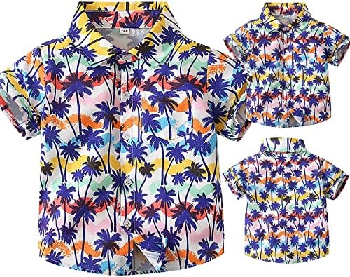 Meninos verão de manga curta tudo a camisa de praia impressão de coco camisa casual passeio casual para criança roupas de verão