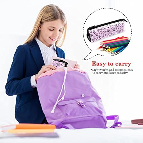 Laiyuhua portátil elegante lápis bolsa de couro pu de caneta compacta zíper bolsa bolsa bolsa cosmética Organizador da bolsa de moeda de moedas Bolsa de diamante rosa 1