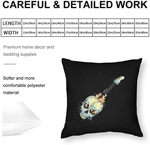 Capa de travesseiro de guitarra de caveira com almofadas de travesseiro quadrado zip protetor para sala de estar